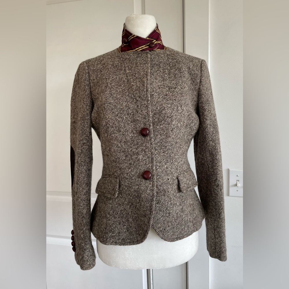 J.CREW by John Hanly Irish Tweed wool jacket Blazer contrast collar size 8